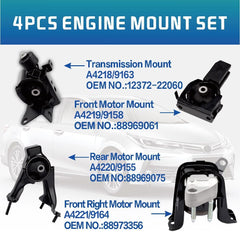 Engine Motor and Transmission Mount Kit Compatible with 2003-2008 Corolla 1.8L & 2003-2008 Matrix 1.8L & 2003-2008 Pontiac Vibe 1.8L Auto Transmission Repklace OE A4220 A4219 A4218 A4221 4pcs