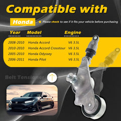 39092 AC Drive Belt Tensioner Assembly with Pulley 3.5L V6 Compatible with Honda 2008-2010 Accord / 2010 Accord Crosstour / 2005-2010 Odyssey / 2006-2011 Pilot Replaces 31170-R70-A01, 31170RKB005