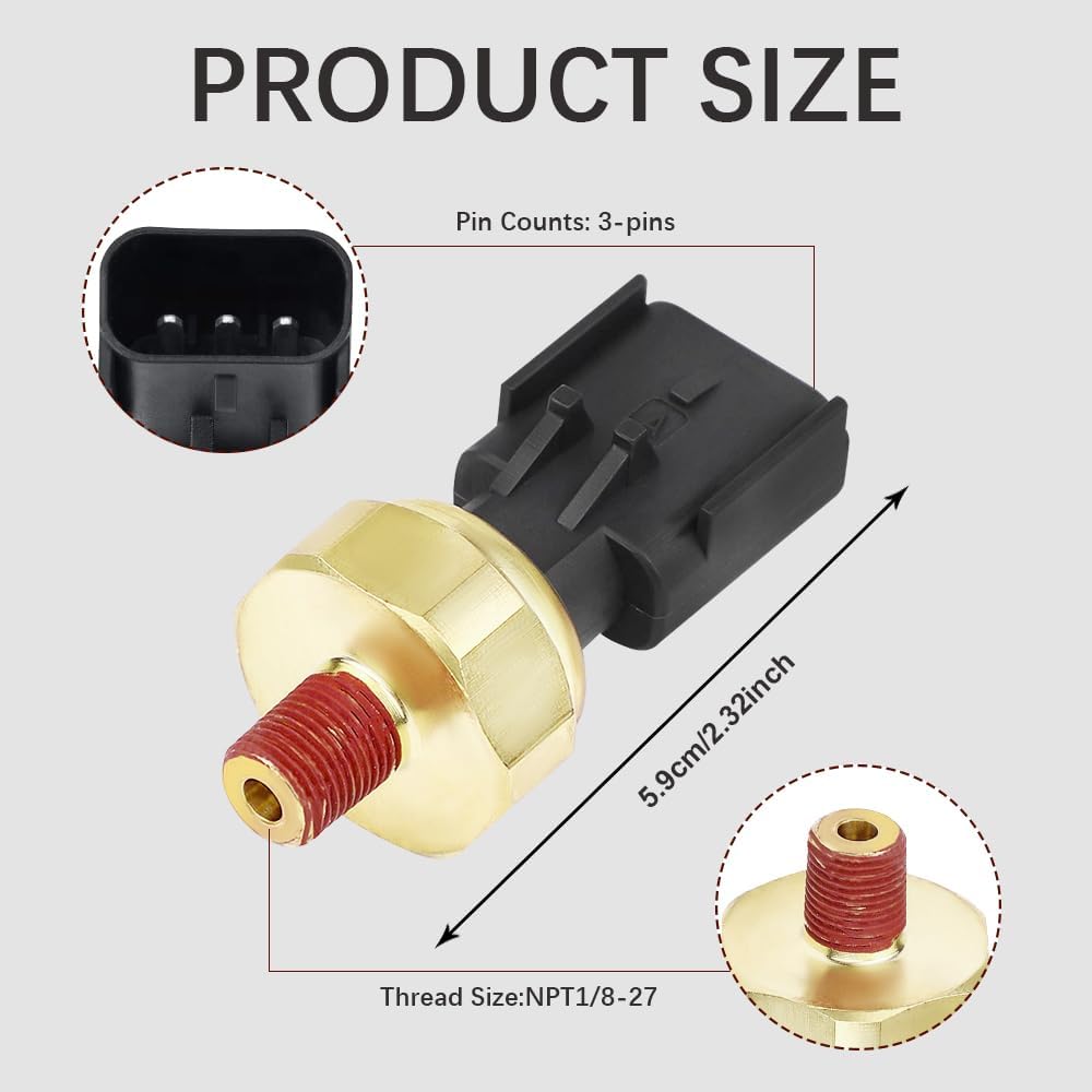 Engine Oil Pressure Sensor Switch, Oil Sending Unit, Engine Oil Pressure Sensor Sender Switch Compatible with Dodge, Jeep, Chrysler, Ram, Replace 5149064AA, 5149062AA, 56028807AB
