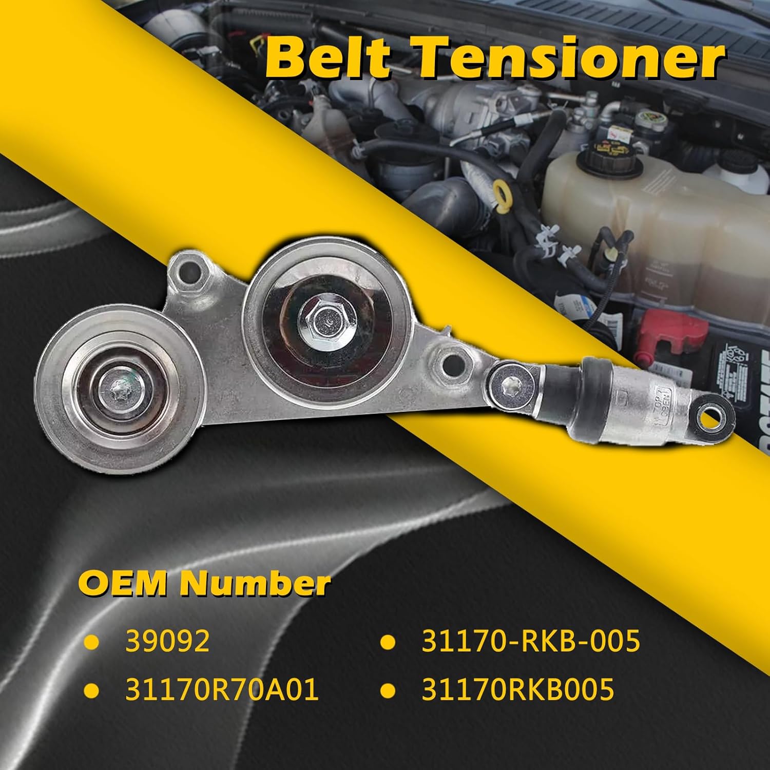 39092 AC Drive Belt Tensioner Assembly with Pulley 3.5L V6 Compatible with Honda 2008-2010 Accord / 2010 Accord Crosstour / 2005-2010 Odyssey / 2006-2011 Pilot Replaces 31170-R70-A01, 31170RKB005