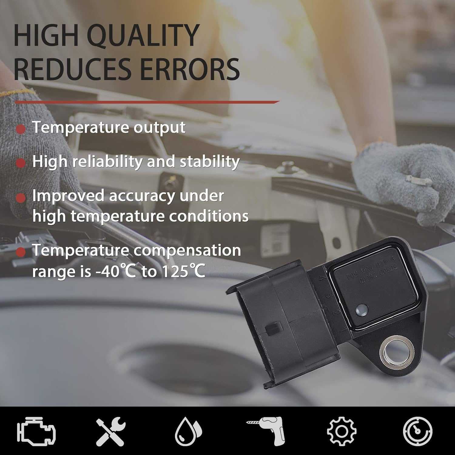OTUAYAUTO MAP Manifold Absolute Pressure Sensor - Replacement for 2012-2019 Hyundai Accent, 2010-2019 Tucson, 2008-2018 Sonata, 2011-2019 Elantra, 2010-2013 Kia Forte, 08-16 Optima OEM 39300-2B000