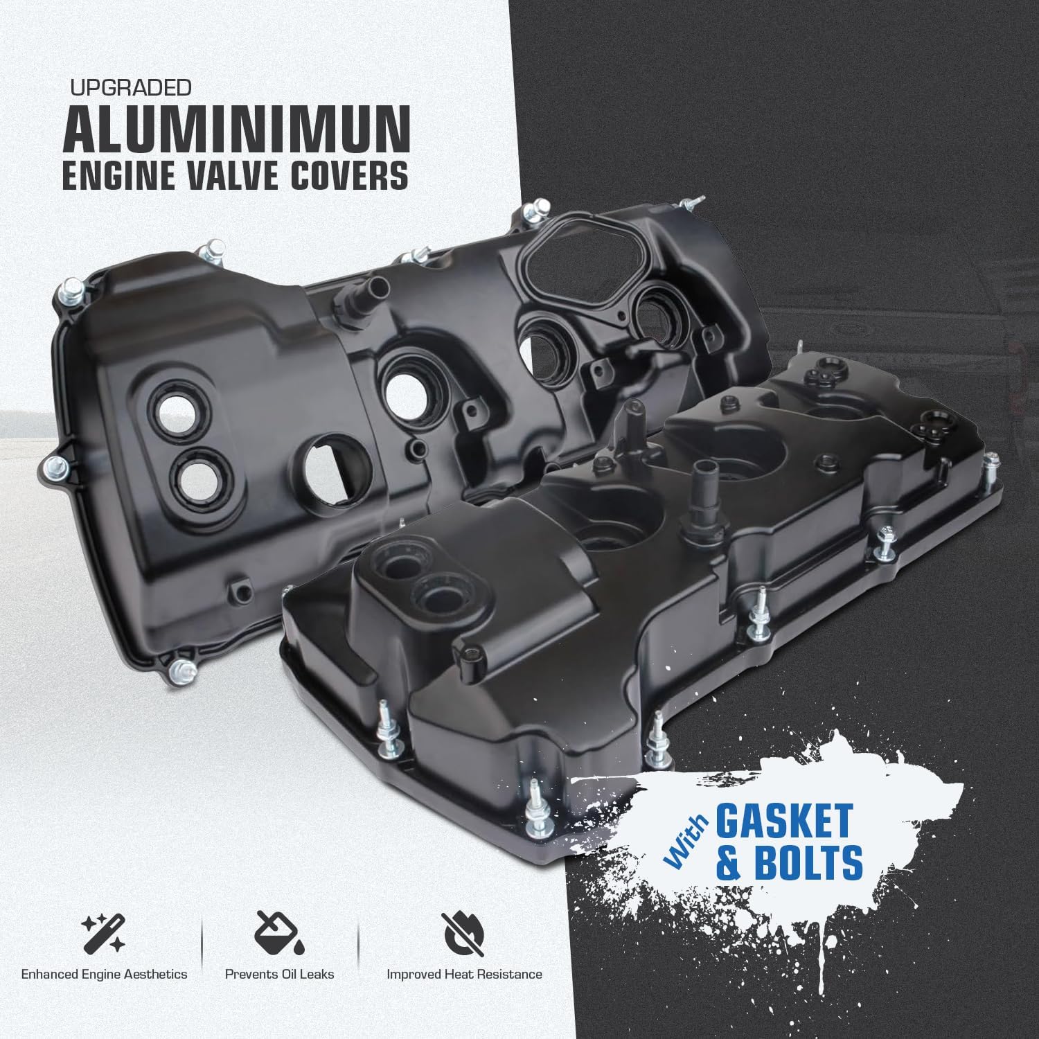 Upgraded Aluminimun Engine Valve Covers Left Right Compatible with Ford F-150 Expedition Transit Mark LT Navigator 3.5 EcoBoost Valve Cover 13-19 2013-2019