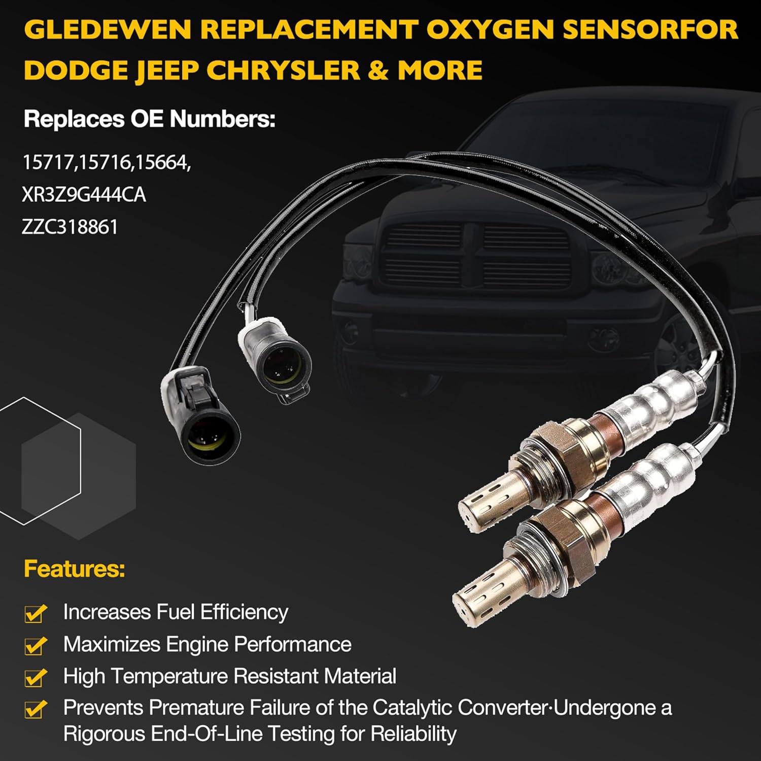 Oxygen Sensor Upstream Downstream O2 2Pcs | Compatible with Ford F150 F250 Ranger Expedition Explorer Escape, Mazda Tribute, Lincoln & More Replace# 15717, 15716, 15664, ZZC318861