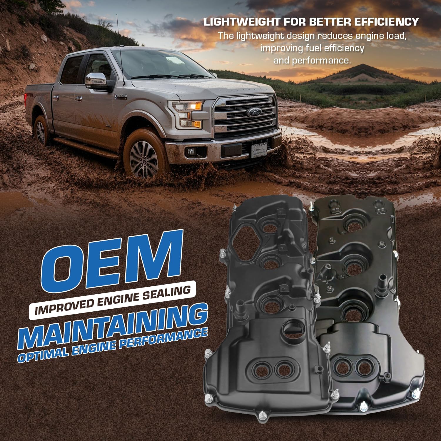 Upgraded Aluminimun Engine Valve Covers Left Right Compatible with Ford F-150 Expedition Transit Mark LT Navigator 3.5 EcoBoost Valve Cover 13-19 2013-2019